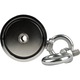 Magnet cu doua fete, Sensei, Neodim, Maner inox, Capacitate 500 kg, Filet 2 x M10, Ø75 mm, Argintiu
