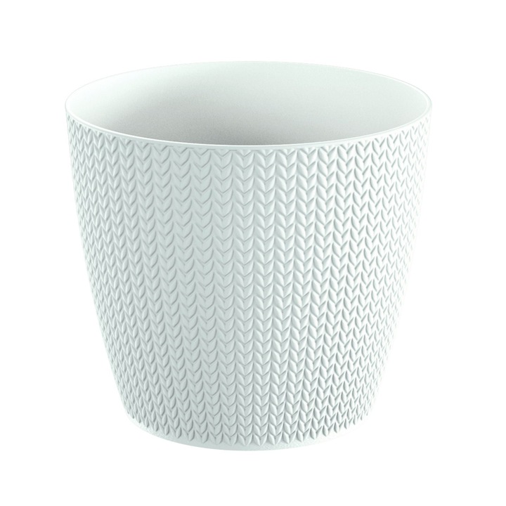 Ghiveci flori Wheaty, plastic, Ø 13 cm, alb
