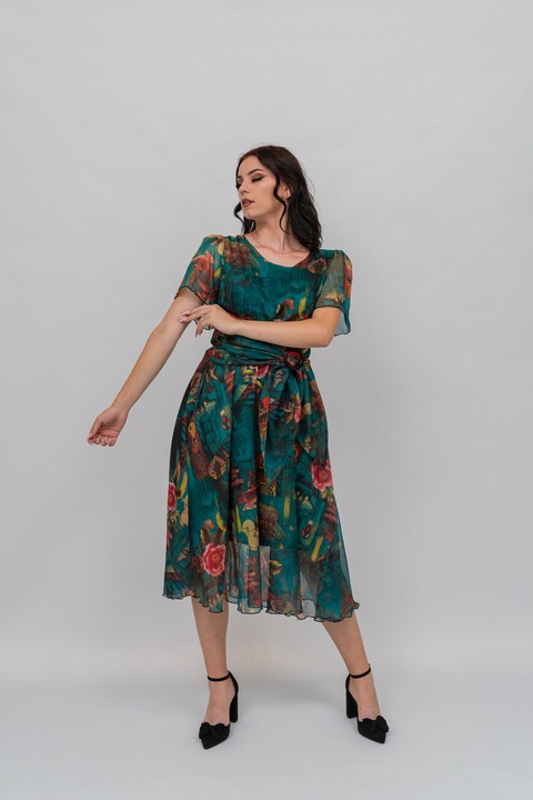 Синя рокля с разнообразен принт Amna, Син