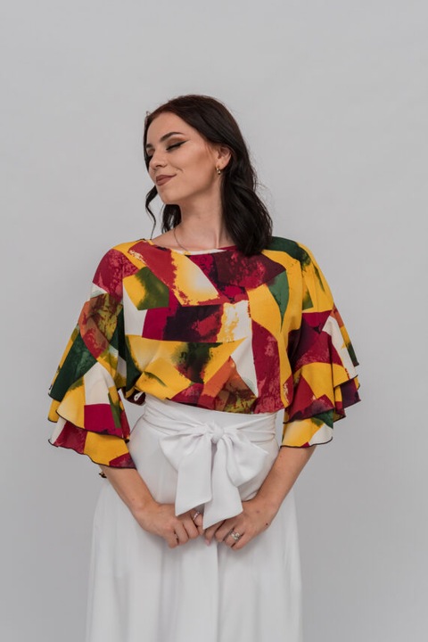 Top multicolor, satin, pentru femei