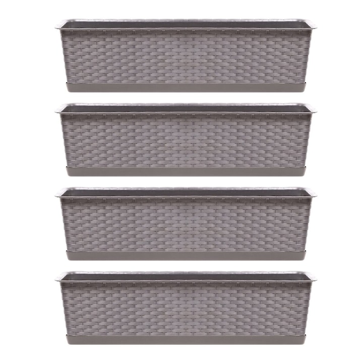 Set 4 jardiniere decorative, cafeniu, 68.5x17.3x15 cm, Ratolla Case P