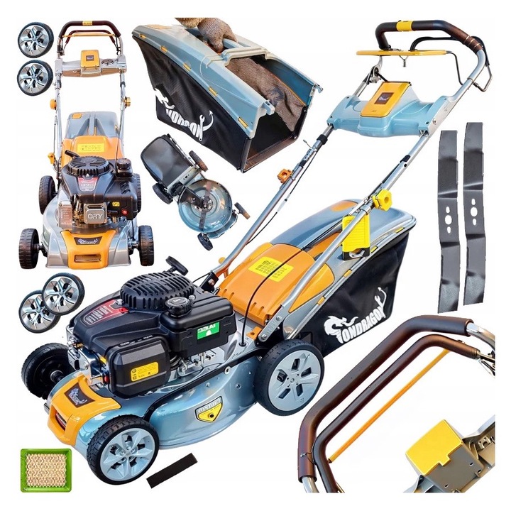 Benzines fűnyíró, 139 cc, 41 cm, 45 l kosárkapacitás, Ondragon OD701