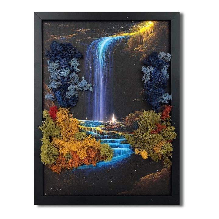 Tablou canvas cu licheni - Beautiful Waterfall 35x45 cm, MH0019