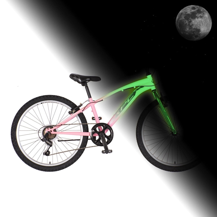 KPC FluoBike Bloom VILÁGÍTÓS 24 rózsaszín fluoreszkáló gyermek kerékpár