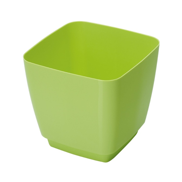 Ghiveci flori Toscana, cu farfuie, plastic, 19 x 19 cm, verde
