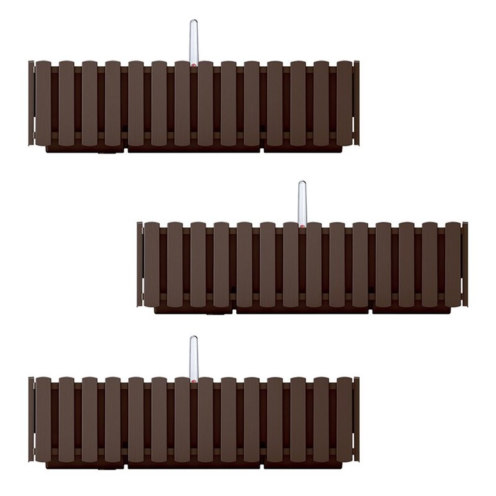 3 db dísznövényes készlet fém állvánnyal, öntözőrendszerrel,​​​​barna, 58x18x16,2 cm, Boardee Fencycase W