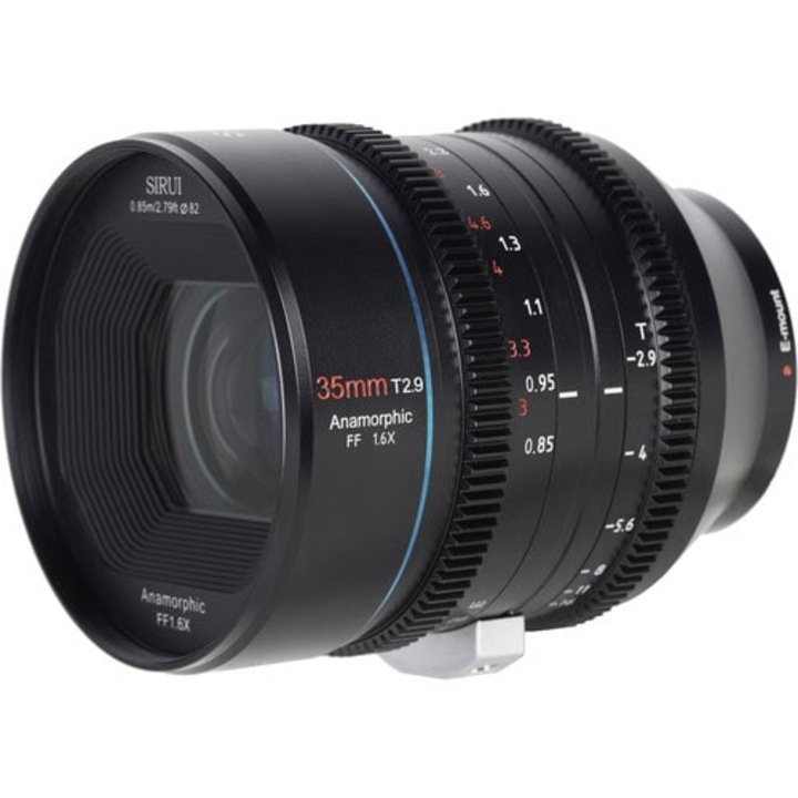 Obiectiv manual Sirui Venus 35mm T2.9 1.6x Anamorphic, compatibil Canon RF, deschidere diafragmă T2.9, 1/4"-20, pentru camere mirrorless