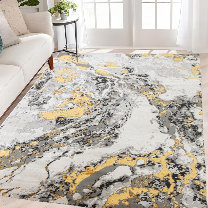 Modern szőnyeg Cleopatra 8441 (Grey-Gold) 240x330cm Szürke-Arany