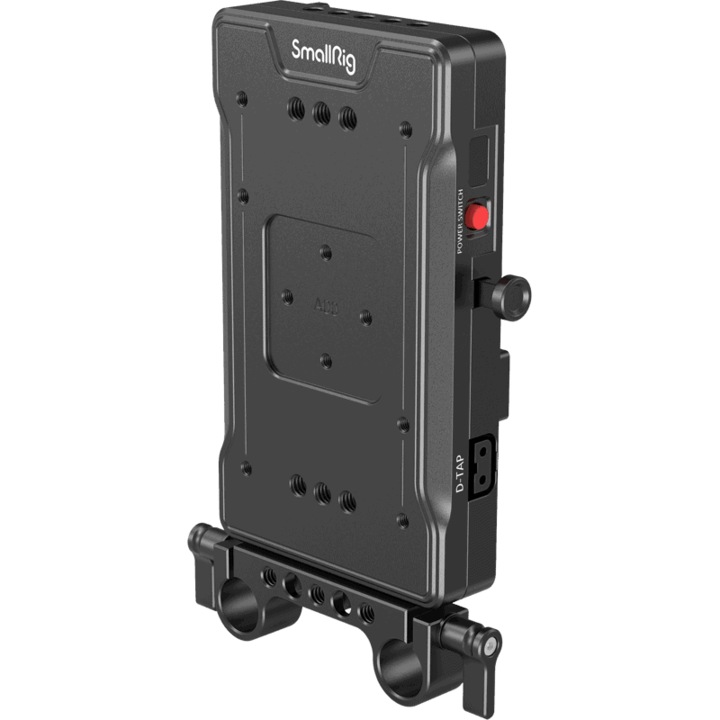 Placă adaptare baterie V-Mount SmallRig 3203, cu clemă dublă 15mm, 8V/12V/14, 8V, 5V/2A