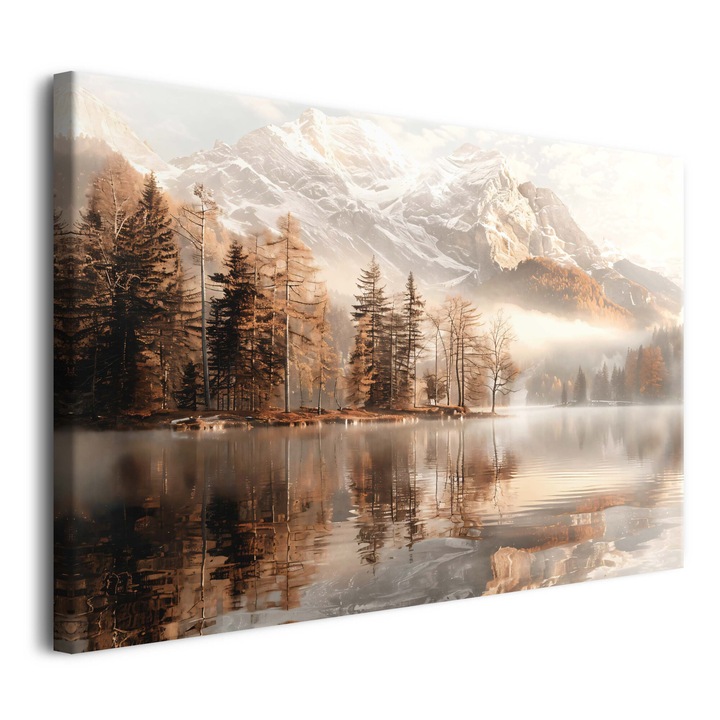 Tablou Varfuri De Copac, Deco Walls, Digital Print, Pentru Camera De Zi, Fara Rama, Panza, Dreptunghi, 80 x 120 cm, Bej, Gri