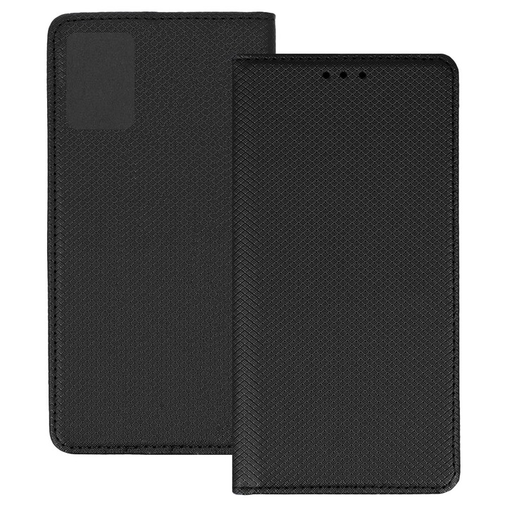 Husa pentru Samsung Galaxy A71, PU Casual Book, Buzunar card, Inchidere magnetica, Functie stand / suport, Decupaj difuzor apeluri, Acoperire completa 360 de grade, Protectie fata-spate, Tip carte, Negru