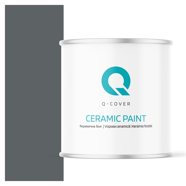 Vopsea ceramica, Q-Cover, Antracit H0912, pentru interior, pe baza de apa, galeti de fier, usor de aplicat, rezistent la frecare, elimina reflexiile luminii, sigura pentru persoanele alergice, fara miros, tixotropa, Mat, 2L