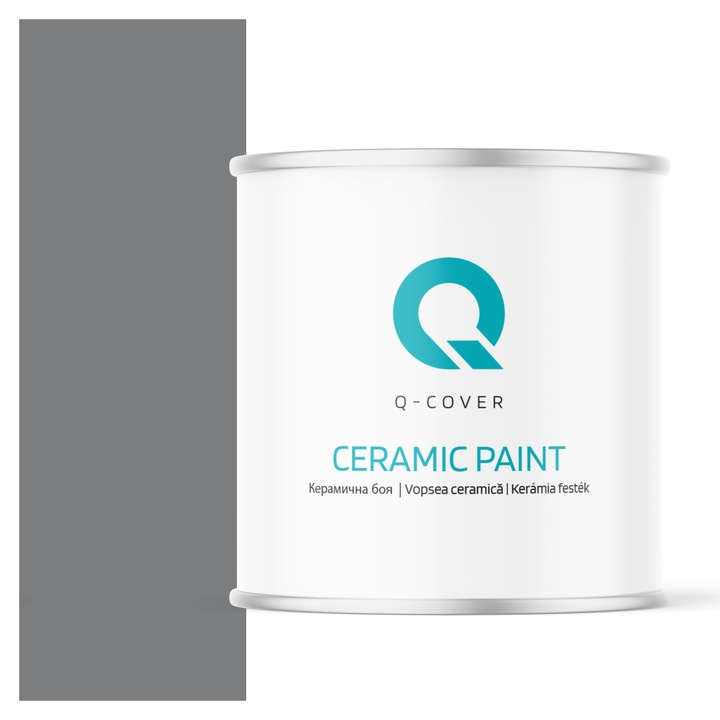 Vopsea ceramica, Q-Cover, Gri inchis H1020, pentru interior, pe baza de apa, galeti de fier, usor de aplicat, rezistent la frecare, elimina reflexiile luminii, sigura pentru persoanele alergice, fara miros, tixotropa, Mat, 2L