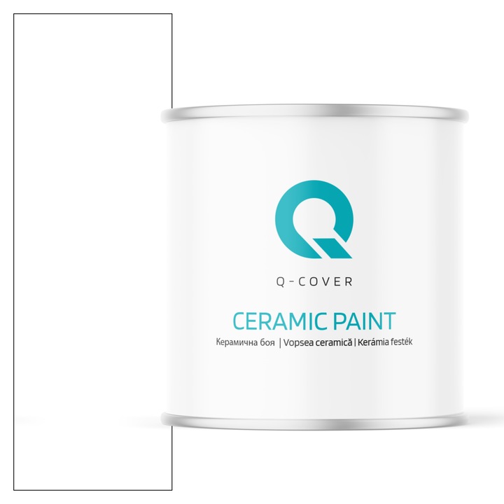 Vopsea ceramica, Q-Cover, Alb zapada H0101, pentru interior, pe baza de apa, galeti de fier, usor de aplicat, rezistent la frecare, elimina reflexiile luminii, sigura pentru persoanele alergice, fara miros, tixotropa, Mat, 2L