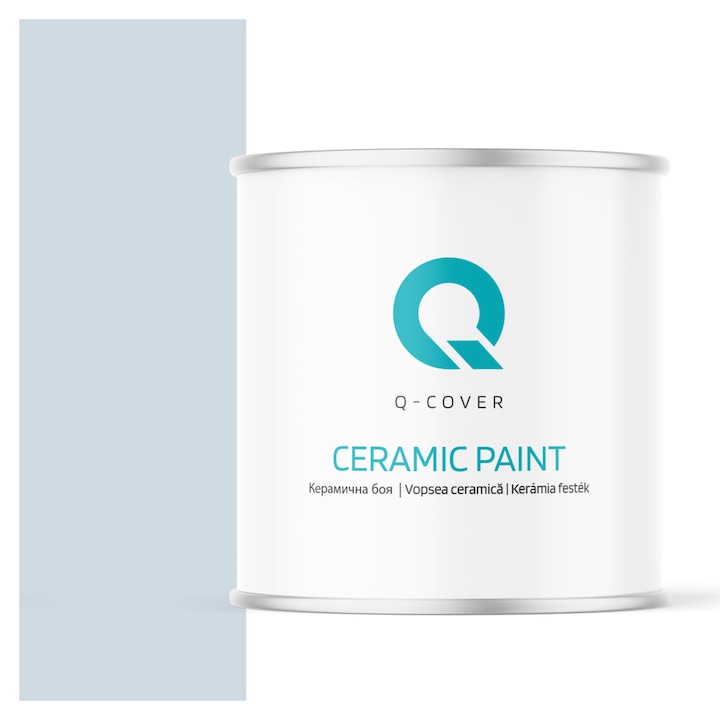 Vopsea ceramica, Q-Cover, Gri platinat deschis H0668, pentru interior, pe baza de apa, galeti de fier, usor de aplicat, rezistent la frecare, elimina reflexiile luminii, sigura pentru persoanele alergice, fara miros, tixotropa, Mat, 2L