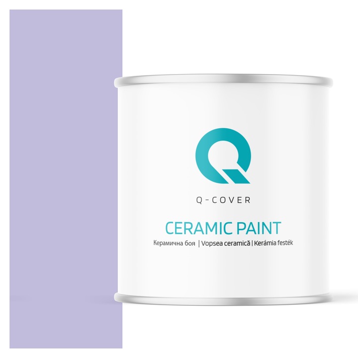 Vopsea ceramica, Q-Cover, Mov deschis H2651, pentru interior, pe baza de apa, galeti de fier, usor de aplicat, rezistent la frecare, elimina reflexiile luminii, sigura pentru persoanele alergice, fara miros, tixotropa, Mat, 2L