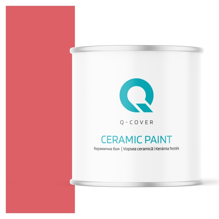 Vopsea ceramica, Q-Cover, Rosu H3525, pentru interior, pe baza de apa, galeti de fier, usor de aplicat, rezistent la frecare, elimina reflexiile luminii, sigura pentru persoanele alergice, fara miros, tixotropa, Mat, 2L