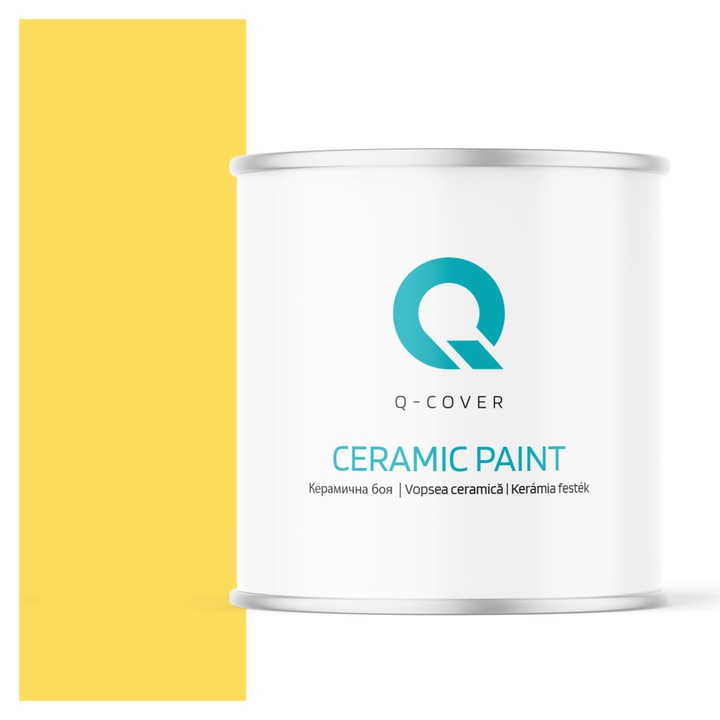 Vopsea ceramica, Q-Cover, Galben H6872, pentru interior, pe baza de apa, galeti de fier, usor de aplicat, rezistent la frecare, elimina reflexiile luminii, sigura pentru persoanele alergice, fara miros, tixotropa, Mat, 2L