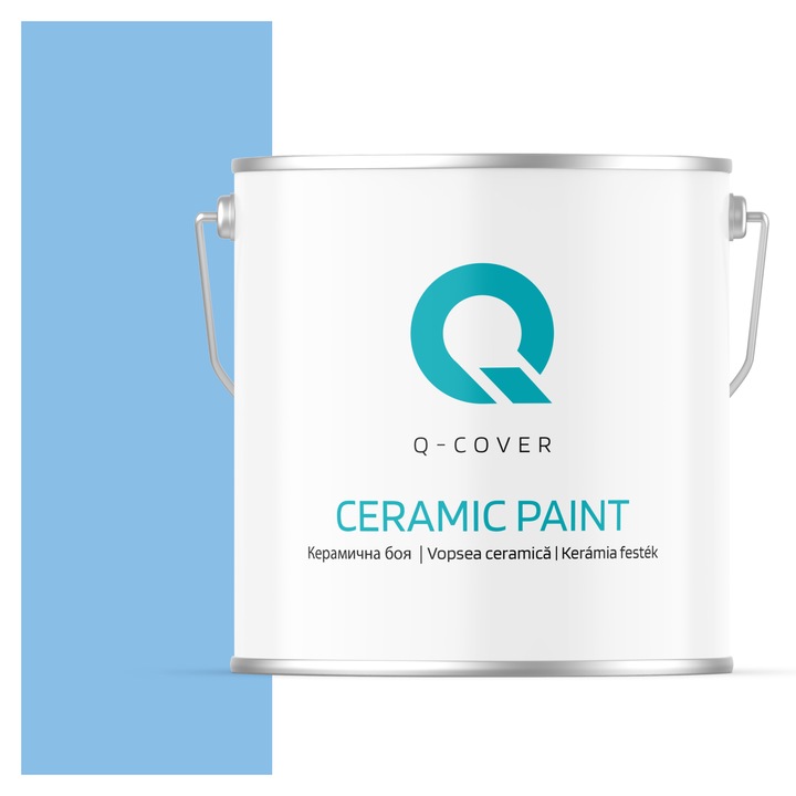 Vopsea ceramica, Q-Cover, Albastru regal H0141, pentru interior, pe baza de apa, galeti de fier, usor de aplicat, rezistent la frecare, elimina reflexiile luminii, sigura pentru persoanele alergice, fara miros, tixotropa, Mat, 5L