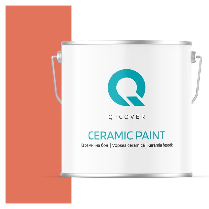 Vopsea ceramica, Q-Cover, Corai H6029, pentru interior, pe baza de apa, galeti de fier, usor de aplicat, rezistent la frecare, elimina reflexiile luminii, sigura pentru persoanele alergice, fara miros, tixotropa, Mat, 5L
