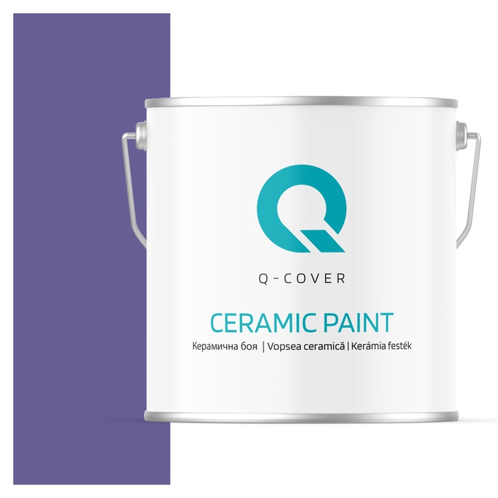 Vopsea ceramica, Q-Cover, Mov inchis H2613, pentru interior, pe baza de apa, galeti de fier, usor de aplicat, rezistent la frecare, elimina reflexiile luminii, sigura pentru persoanele alergice, fara miros, tixotropa, Mat, 5L
