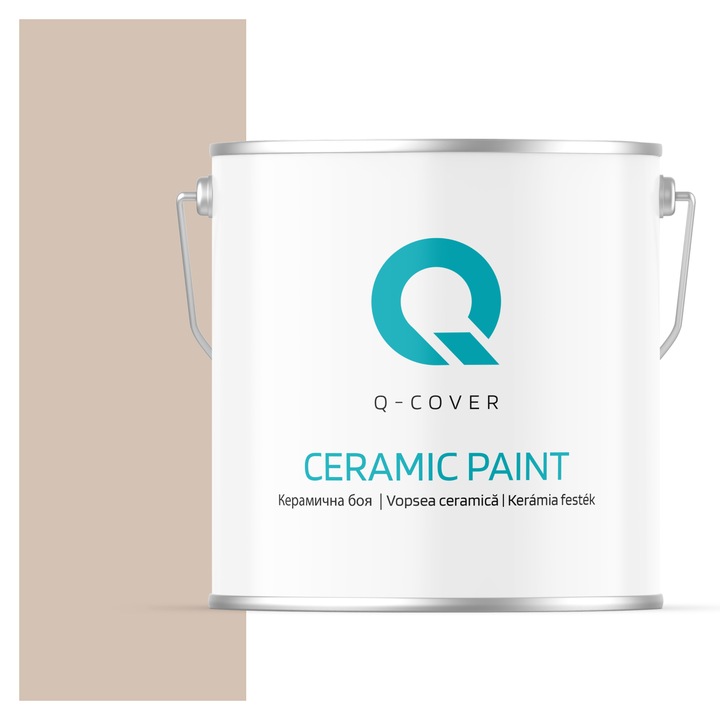 Vopsea ceramica, Q-Cover, Aramiu deschis H4952, pentru interior, pe baza de apa, galeti de fier, usor de aplicat, rezistent la frecare, elimina reflexiile luminii, sigura pentru persoanele alergice, fara miros, tixotropa, Mat, 5L