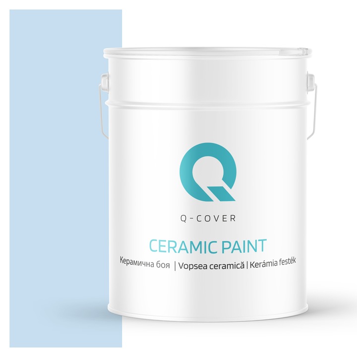 Vopsea ceramica, Q-Cover, Bleu H0169, pentru interior, pe baza de apa, galeti de fier, usor de aplicat, rezistent la frecare, elimina reflexiile luminii, sigura pentru persoanele alergice, fara miros, tixotropa, Mat, 10L