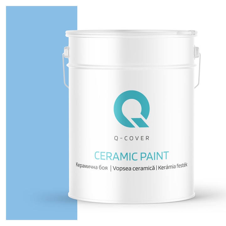 Vopsea ceramica, Q-Cover, Albastru regal H0141, pentru interior, pe baza de apa, galeti de fier, usor de aplicat, rezistent la frecare, elimina reflexiile luminii, sigura pentru persoanele alergice, fara miros, tixotropa, Mat, 10L