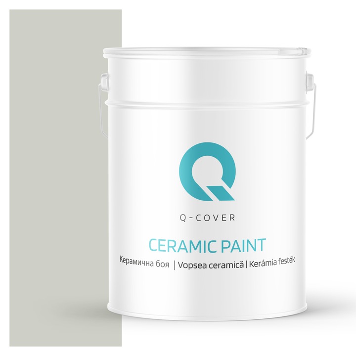 Vopsea ceramica, Q-Cover, Kaki deschis H1762, pentru interior, pe baza de apa, galeti de fier, usor de aplicat, rezistent la frecare, elimina reflexiile luminii, sigura pentru persoanele alergice, fara miros, tixotropa, Mat, 10L