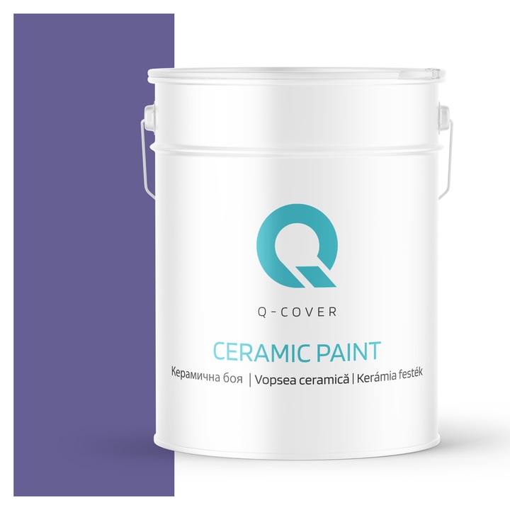 Vopsea ceramica, Q-Cover, Mov inchis H2613, pentru interior, pe baza de apa, galeti de fier, usor de aplicat, rezistent la frecare, elimina reflexiile luminii, sigura pentru persoanele alergice, fara miros, tixotropa, Mat, 10L