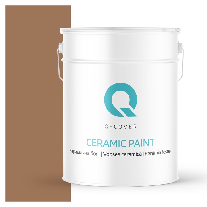 Vopsea ceramica, Q-Cover, Maro H5018, pentru interior, pe baza de apa, galeti de fier, usor de aplicat, rezistent la frecare, elimina reflexiile luminii, sigura pentru persoanele alergice, fara miros, tixotropa, Mat, 10L