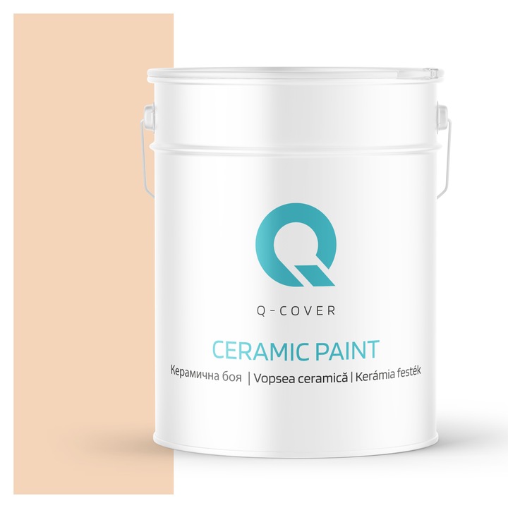 Vopsea ceramica, Q-Cover, Piersica deschis H6170, pentru interior, pe baza de apa, galeti de fier, usor de aplicat, rezistent la frecare, elimina reflexiile luminii, sigura pentru persoanele alergice, fara miros, tixotropa, Mat, 10L