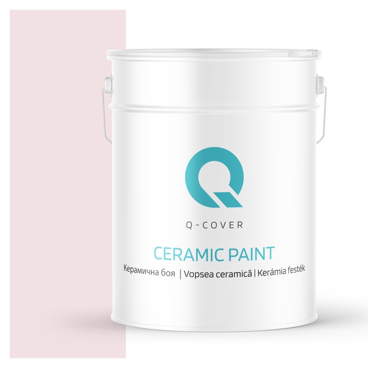 Vopsea ceramica, Q-Cover, Alb cu tenta de roz H3678, pentru interior, pe baza de apa, galeti de fier, usor de aplicat, rezistent la frecare, elimina reflexiile luminii, sigura pentru persoanele alergice, fara miros, tixotropa, Mat, 10L