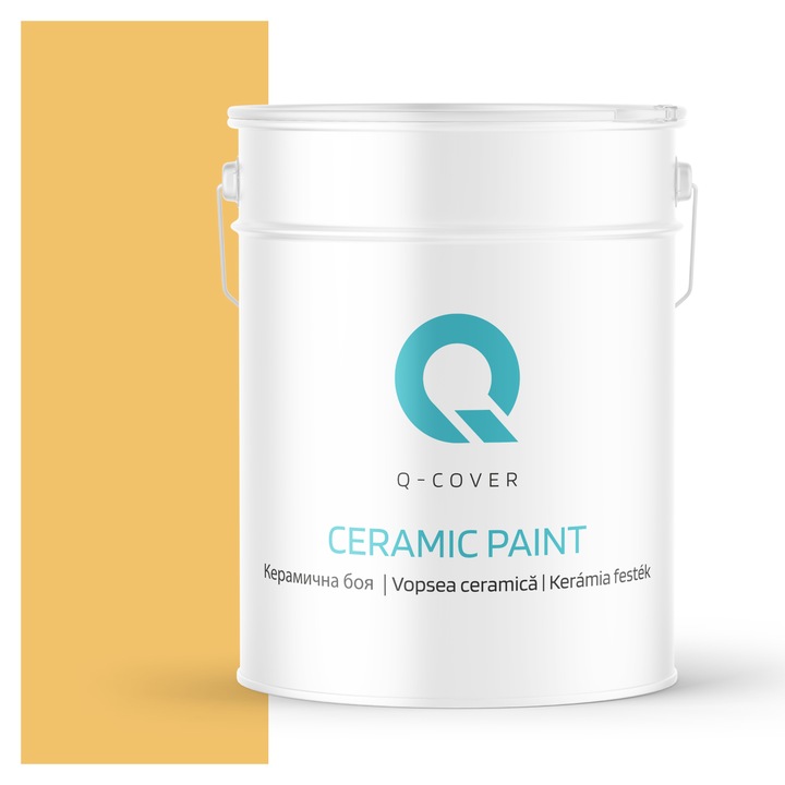Vopsea ceramica, Q-Cover, Miere H6554, pentru interior, pe baza de apa, galeti de fier, usor de aplicat, rezistent la frecare, elimina reflexiile luminii, sigura pentru persoanele alergice, fara miros, tixotropa, Mat, 10L