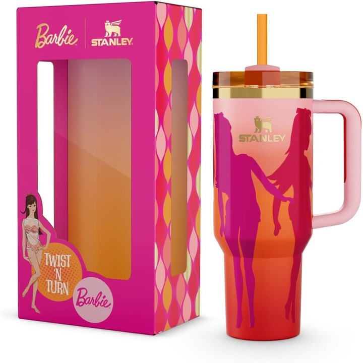 Термочаша Stanley Barbie 60s Twist N Turn Quencher, ефективна изолация, вместимост 1180 мл