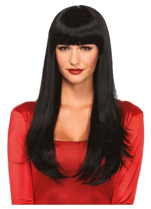 Hosszú jobb oldali paróka, LEG AVENUE testharisnya, fekete