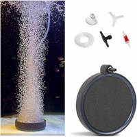 Set de aerare cu piatra de aer acvariu sub forma de disc, 50 mm diametru, cu furtun de aer, robinet aer, valva unisens, ventuza si distribuitor de aer
