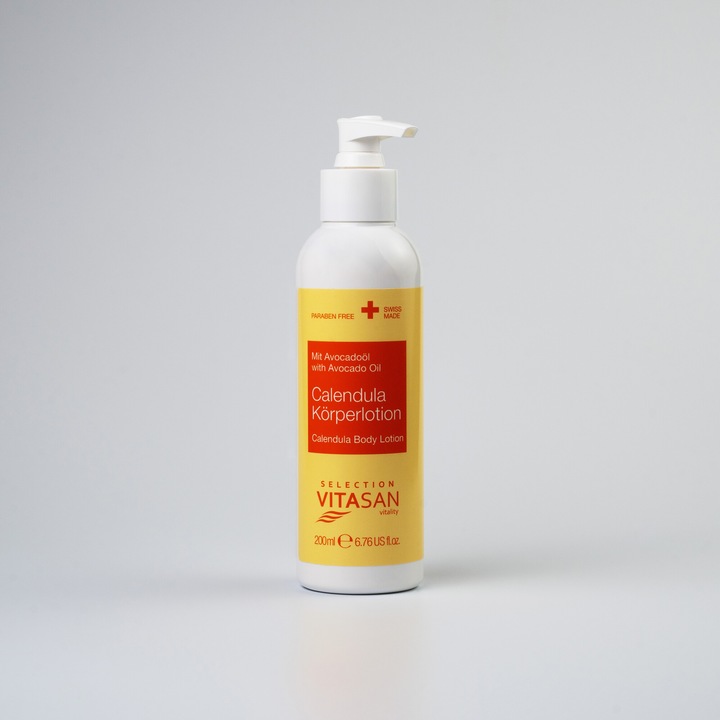 Lotiune de corp cu Galbenele si Avocado pentru o piele sensibila si uscata, Vivasan, 200 ml