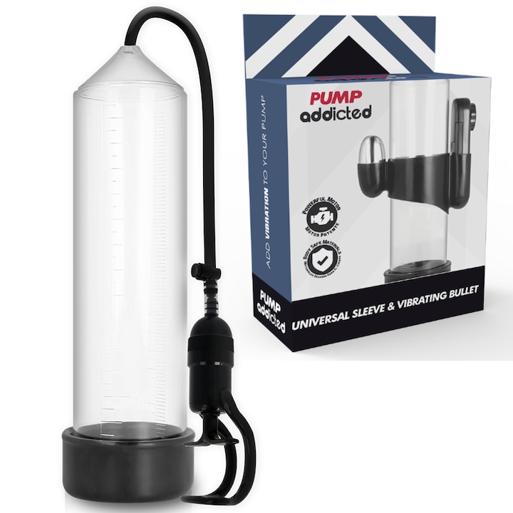 Pompa RX5 cu vibrator, PUMP ADDICTED, transparent