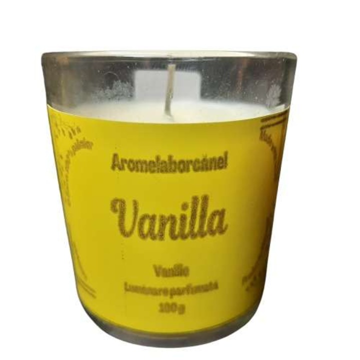 Свещ с аромат на палма, Aromelaborcanel, Ванилия, ръчна изработка, естествен восък, 100гр.