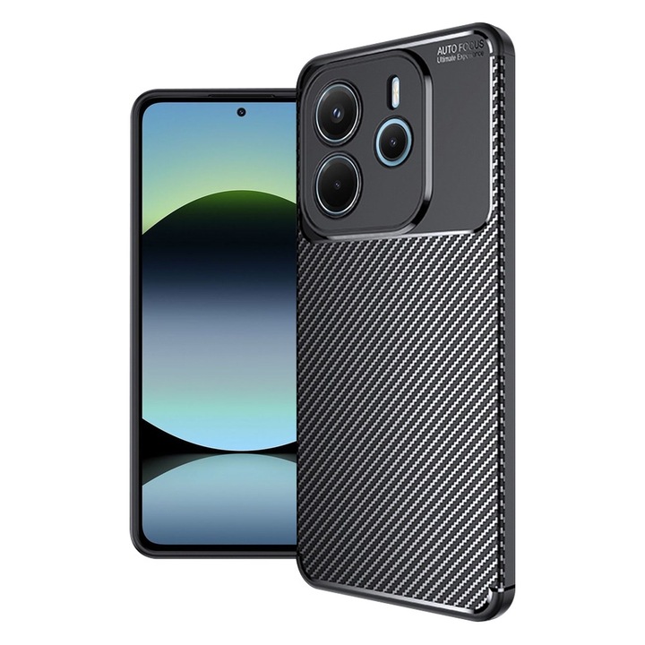 Калъф за Xiaomi Redmi Note 14 4G (регионален), Techsuit, CarbonFiber, черен