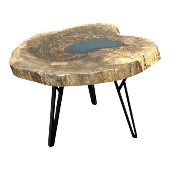 Холна маса Тера Лукс от масивно орехово дърво и епоксидна смола 50см