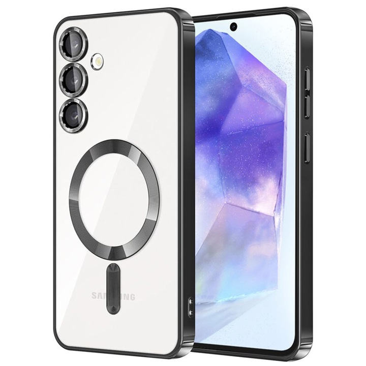 Husa compatibila cu Samsung Galaxy A35 5G, Luxury Magsafe, Protectie Camere, Contur Negru, Atlas