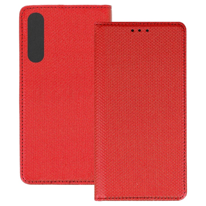 Husa pentru Samsung Galaxy A50 / A30s, PU Casual Book, Buzunar card, Inchidere magnetica, Functie stand / suport, Decupaj difuzor apeluri, Acoperire completa 360 de grade, Protectie fata-spate, Tip carte, Rosu