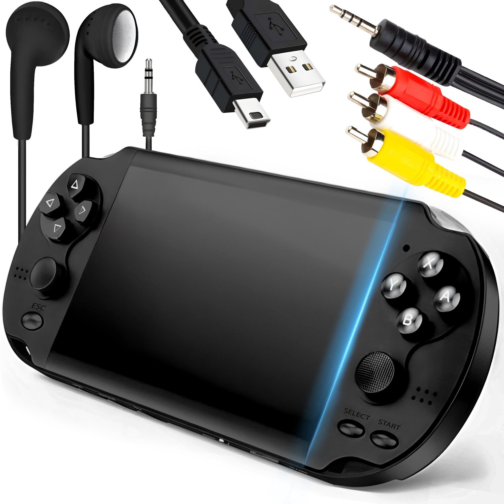 Consola Portabila RETOO PlayTech X Mini, 5.1", 7GB, 1000+ Jocuri Retro, TV Out, Cititor Card SD, Casti Incluse, Baterie Durabila, Functii Multimedia, Design Compact, Ideala Pentru Nostalgici si Pasionatii De Jocuri Clasice, Control Usor si Interfata