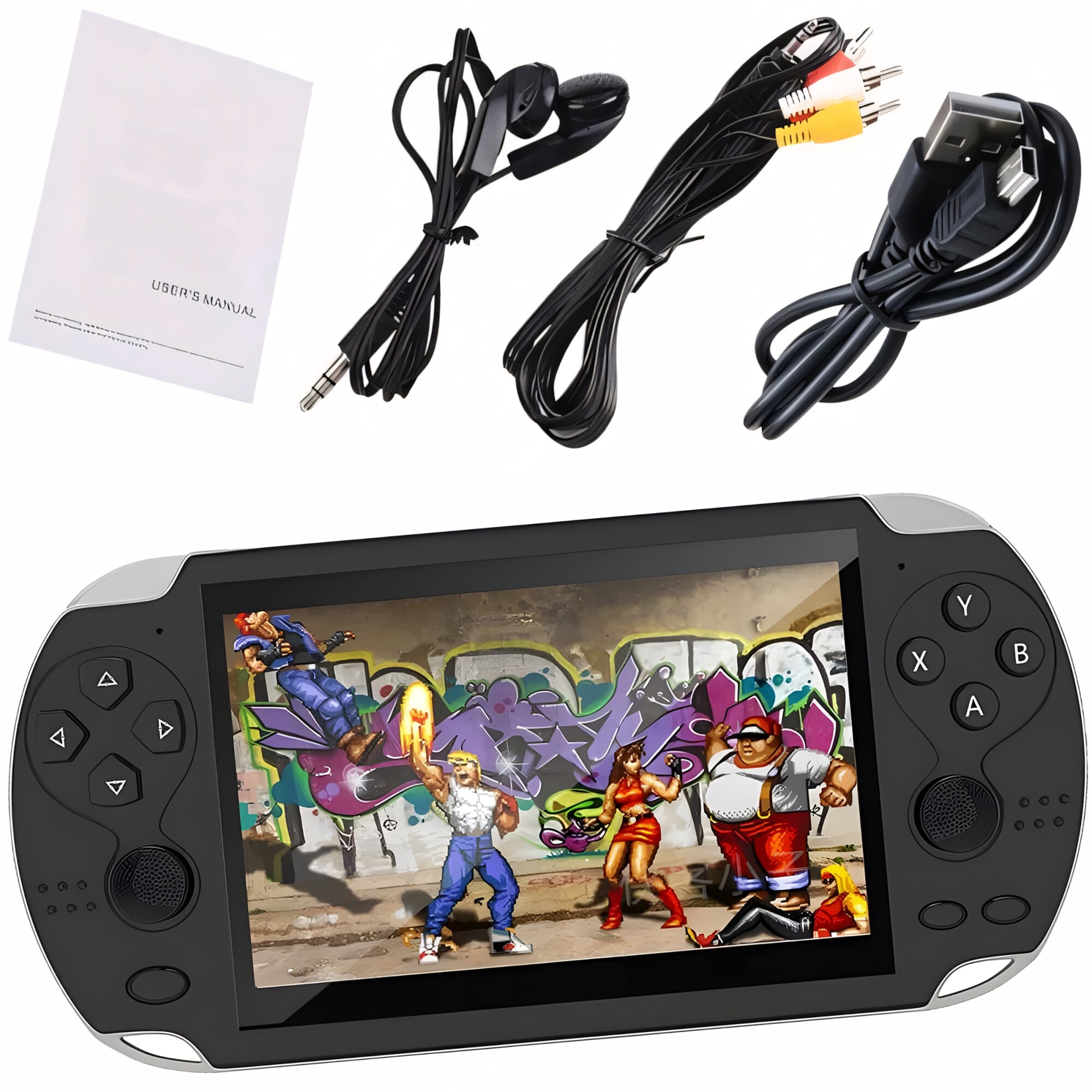 Consola Portabila RETOO PlayTech X Mini, 5.1", 7GB, 1000+ Jocuri Retro, TV Out, Cititor Card SD, Casti Incluse, Baterie Durabila, Functii Multimedia, Design Compact, Ideala Pentru Nostalgici si Pasionatii De Jocuri Clasice, Control Usor si Interfata