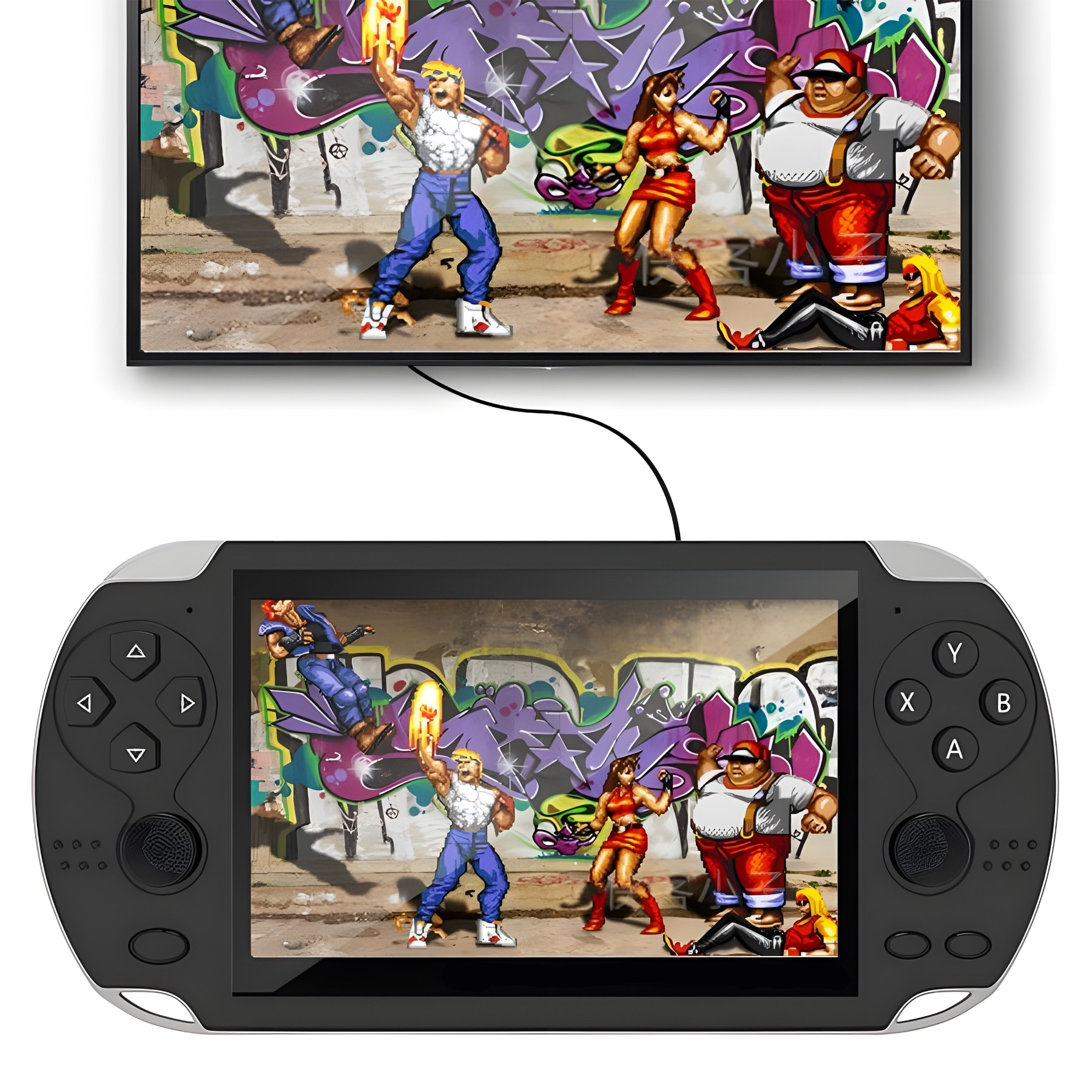 Consola Portabila RETOO PlayTech X Mini, 5.1", 7GB, 1000+ Jocuri Retro, TV Out, Cititor Card SD, Casti Incluse, Baterie Durabila, Functii Multimedia, Design Compact, Ideala Pentru Nostalgici si Pasionatii De Jocuri Clasice, Control Usor si Interfata
