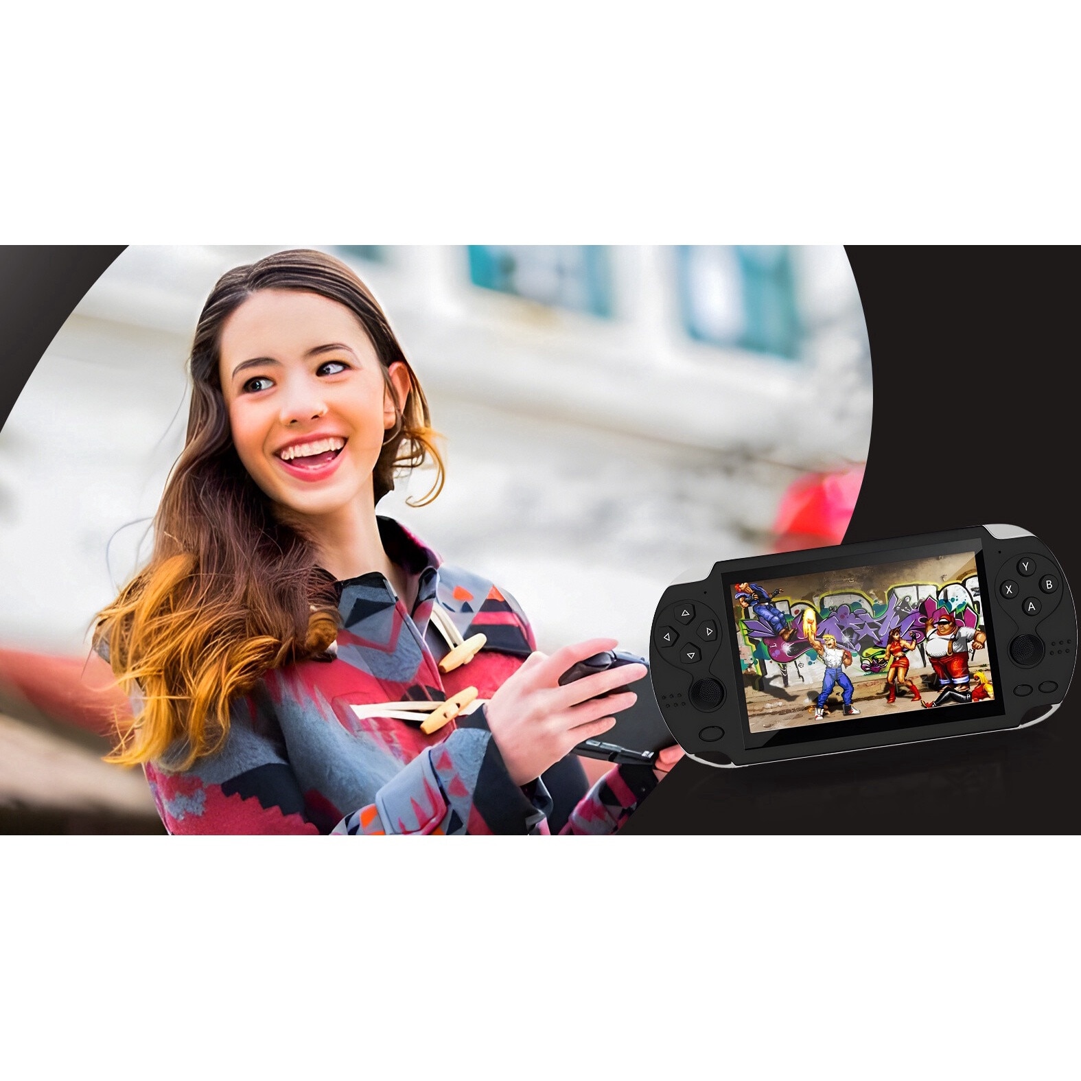 Consola Portabila RETOO PlayTech X Mini, 5.1", 7GB, 1000+ Jocuri Retro, TV Out, Cititor Card SD, Casti Incluse, Baterie Durabila, Functii Multimedia, Design Compact, Ideala Pentru Nostalgici si Pasionatii De Jocuri Clasice, Control Usor si Interfata