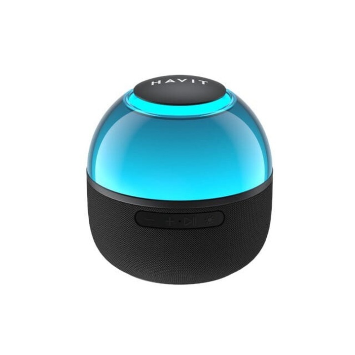 Hordozható Bluetooth hangszóró Havit SK900BT, 3.5W, RGB, 125x121x125mm, fekete