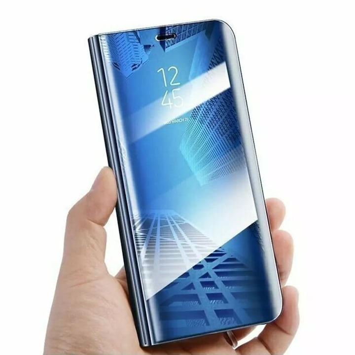 Husa Tip Carte, Compatibila cu Huawei Mate 10 Lite, Flip Cover Oglinda, Albastru